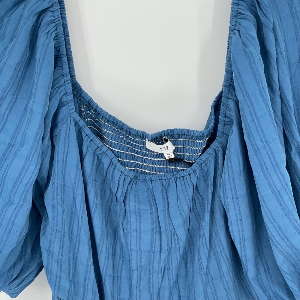 N S R Blue Peasant Ruffle Sleeve Long Maxi Dress - Picture 3 of 5